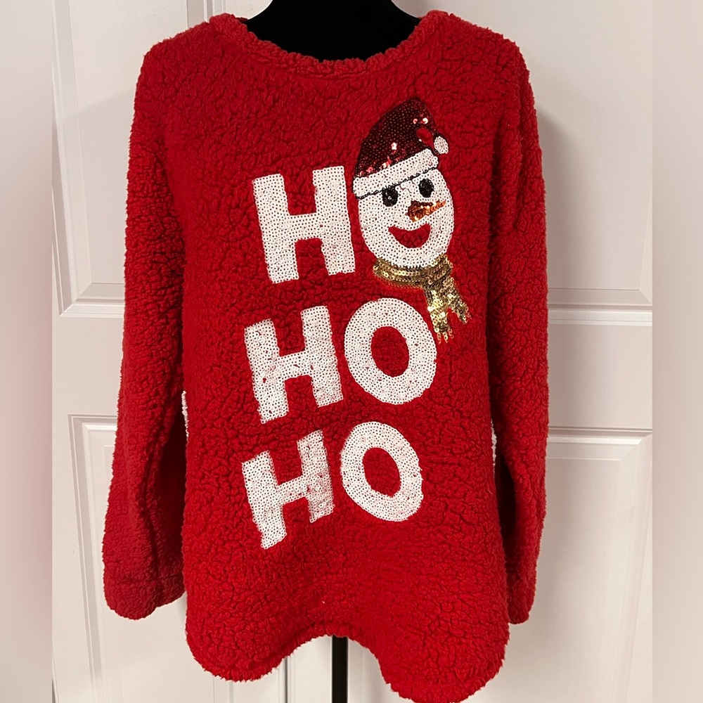 Miss Chevious Ho Ho Ho Christmas Fleece Top
